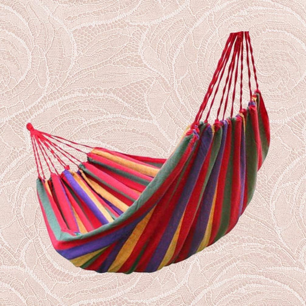 Outdoor Canvas Hammock Portable Hammock Portable with Carrying Bag for Patio Yard Garden (Red)