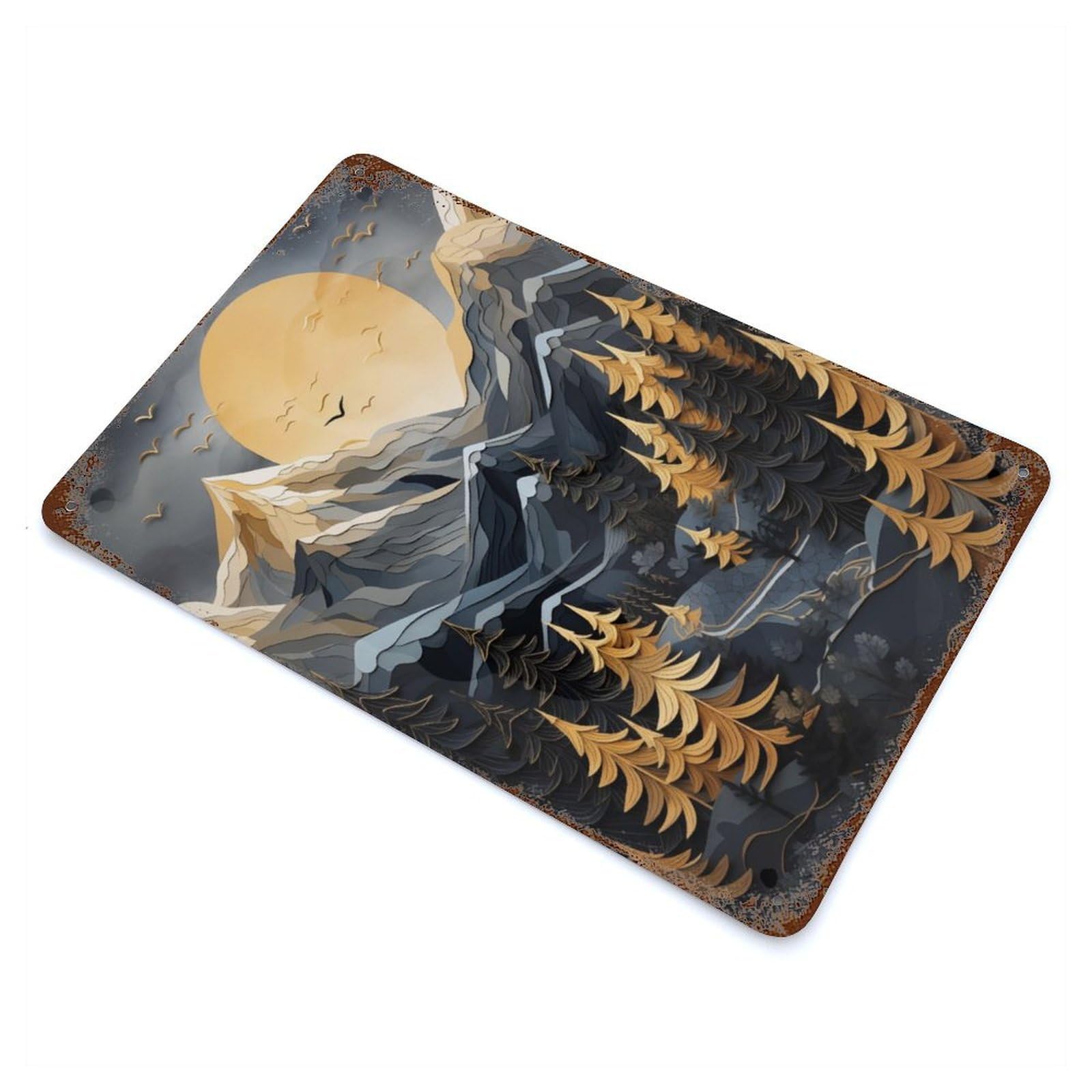 Mist Misty Pines Retro Metal Sign 11.8"x7.9", Vintage Wall Decor for Garage, Pub Or Kitchen