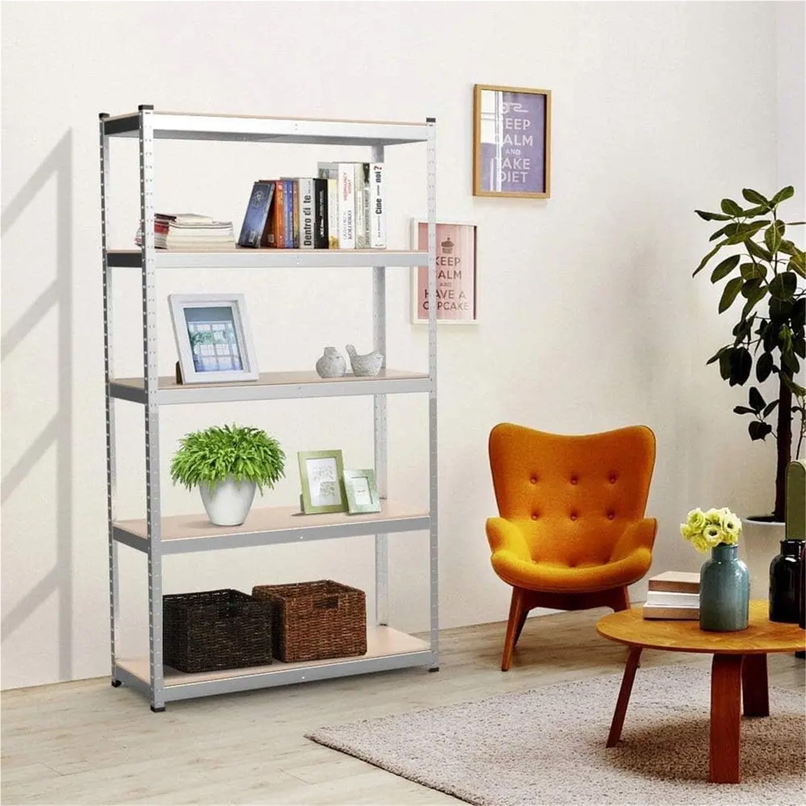 Scaffali in Metallo per Garage Scaffalatura in Metallo Resistente, Regalo di Natale di Halloween Fai-da-Te for Garage, Officina, Magazzino(150H 70W 30Dcm Gal)