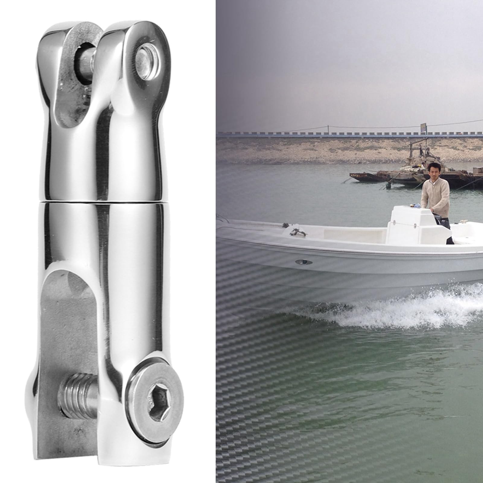 Edelstahl Anker schwenkbar, Anker rotierender Stecker Schiffshandwerk Bootszubehör Spiegelreflexion Hochglanzpolierte Beschichtung Passend für 6‑8mm Kettenboot Yacht