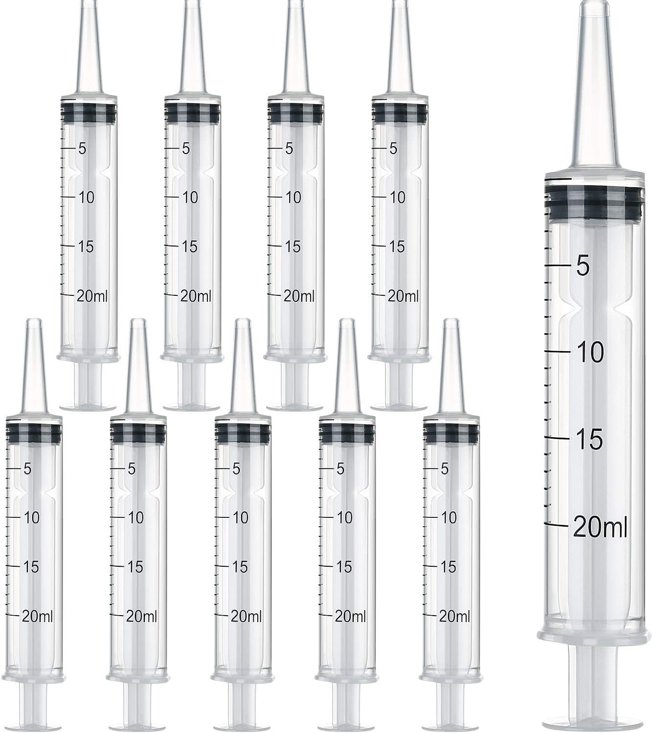 - 10 Pack Plastic Syringe Liquid Measuring Syringes Without Needle for Epoxy Resin, Craft, Scientific Labs, Feeding Pets Animals, Oil or Glue Applicator (20 ML)