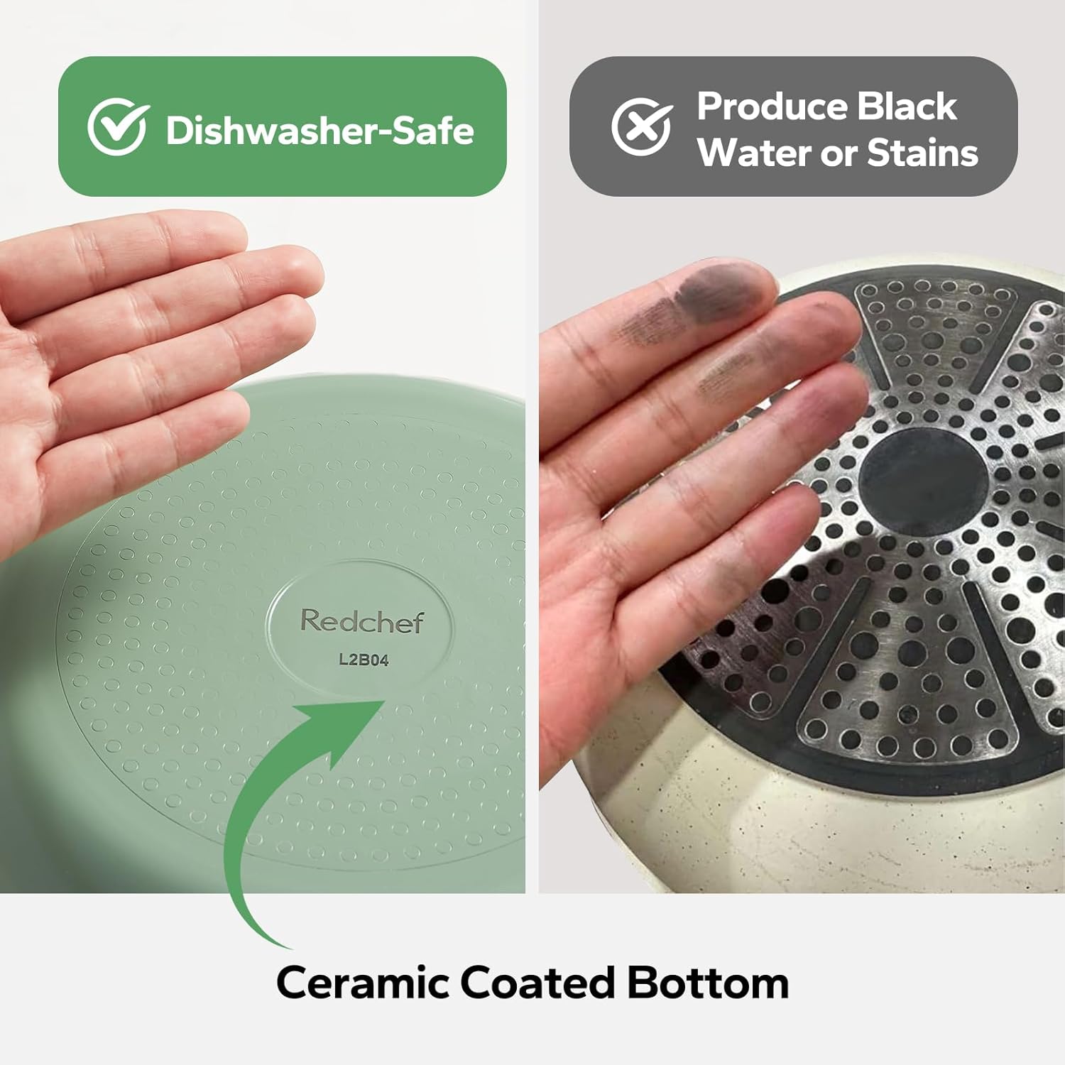 Redchef Ceramic Pots and Pans Set Non Stick, Nonstick Kitchen Cookware Sets, Non Toxic Pots and Pans Set Non Stick, PFAS PFOA & PTFE Free, Nonstick Frying Pans Set, Ceramic Pan Skillet, RV Cookware