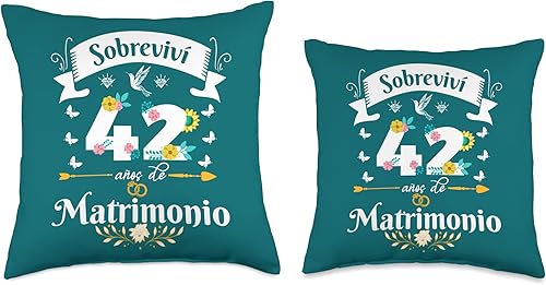 Miniatura 3 de Regalos Originales para Mujer Aniversario de Bodas Sobreviví 42 años Matrimonio Aniversario de Boda Pareja - Almohada (16 x 16 pulgadas), multicolor
