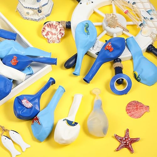 Miniatura 4 de 50 globos de animales marinos para decoración de fiesta, fiesta de cumpleaños bajo el mar, globos de látex, tema oceánico para niños y niñas,