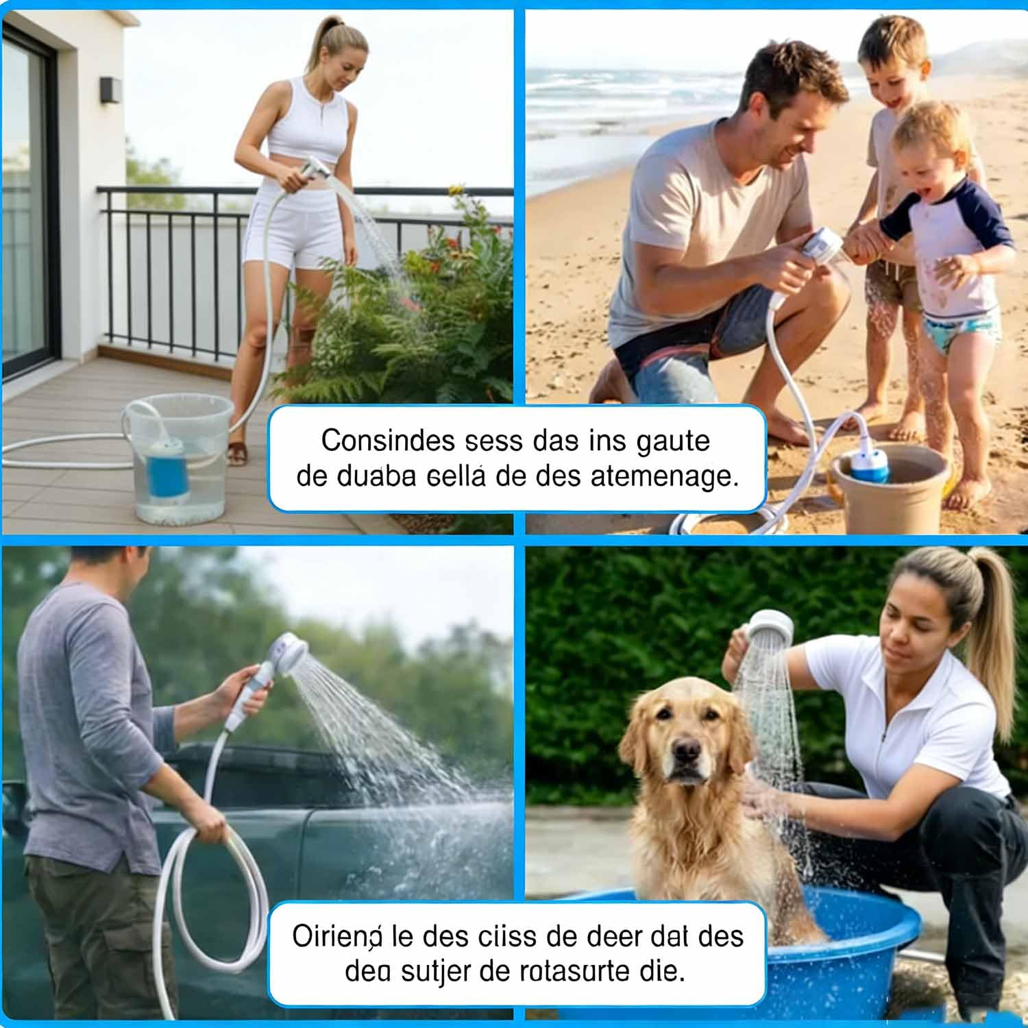 Cozidia Douche Portable - Douche Portable Rechargeable électrique Pour Bain D'extérieur 2026, Kit Douche Rechargeable USB, Débit Réglable, Solution Compacte Pour Camping, Randonnée Et Voyage (Norme)
