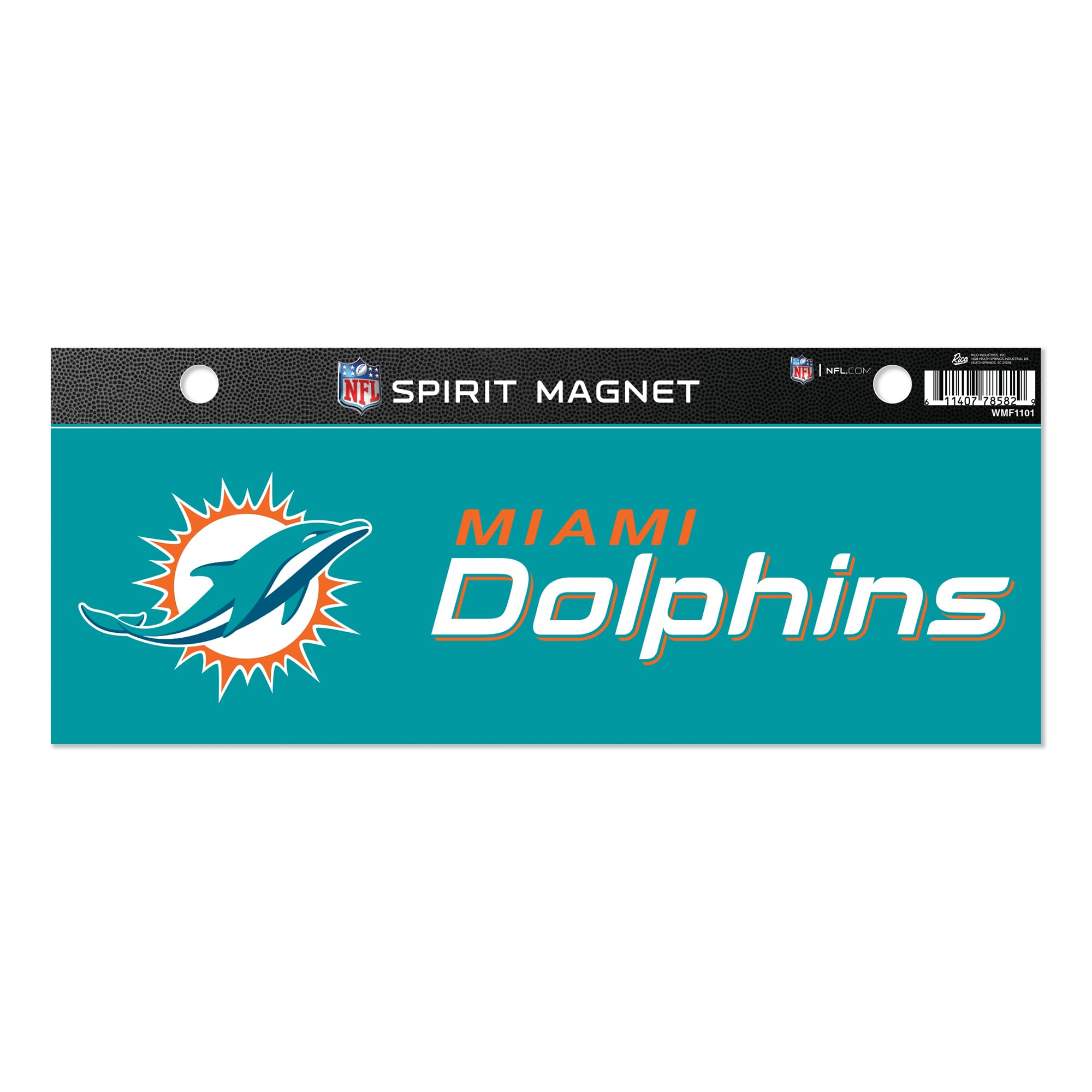Aimant Miami Dolphins NFL Rico Industries - Esprit d'équipe 10x25cm