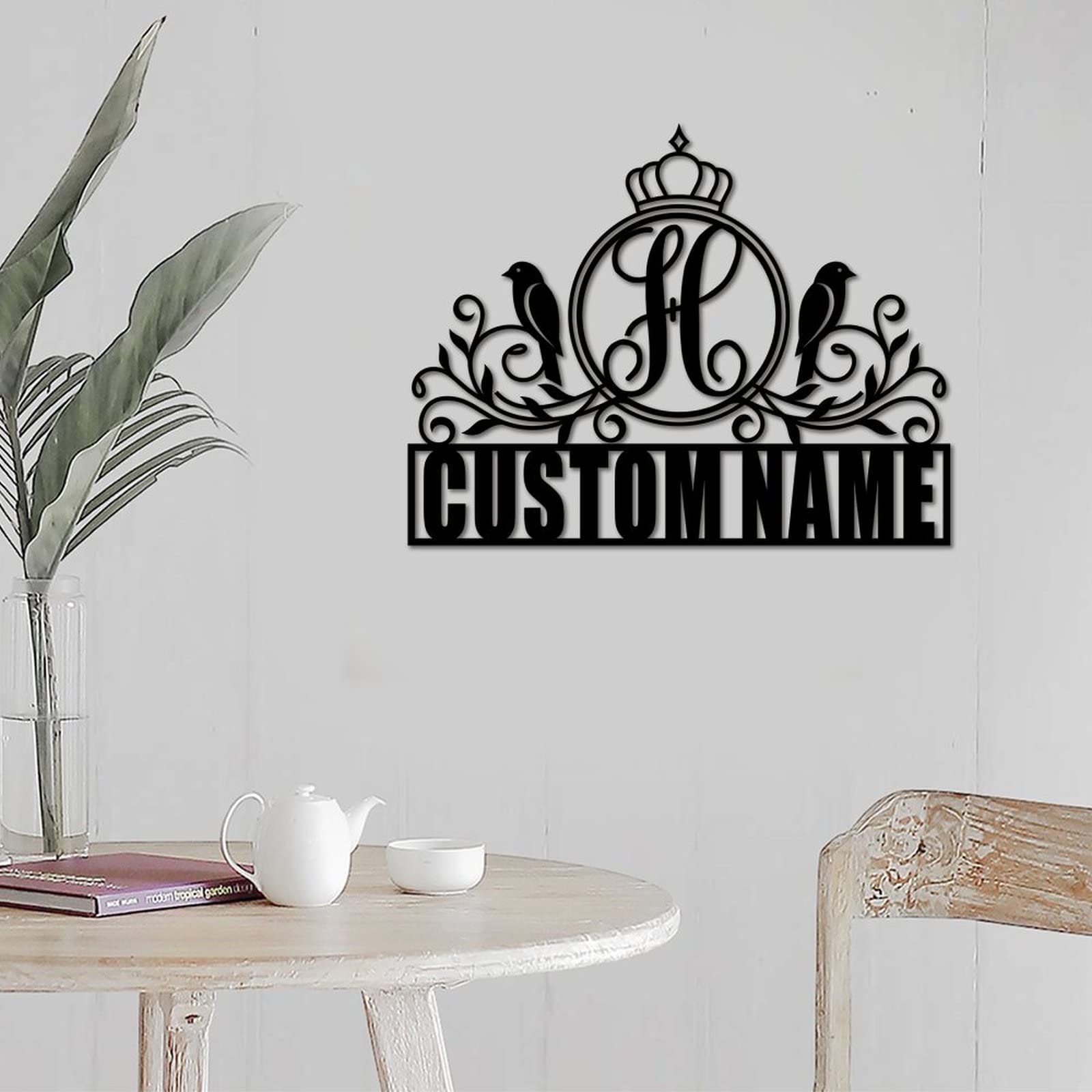 Letrero de metal con monograma de letra dividida H para apellido familiar, regalo de boda, texto personalizado, letrero de metal, aniversario, interior y exterior, 18 pulgadas, regalo para el día de