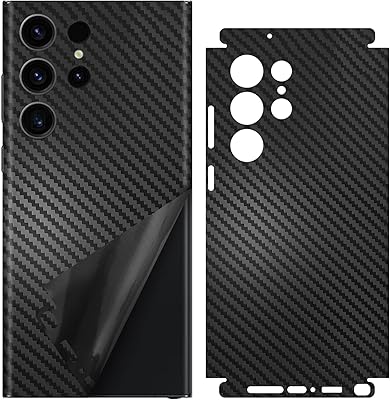 for Samsung Galaxy S23 Ultra Phone Sticker Skin Wrap Carbon Fiber 3m Vinyl Ultra Thin Slim Ultralight Decal Glass Protector Film Protective for Back Side Borders Camera