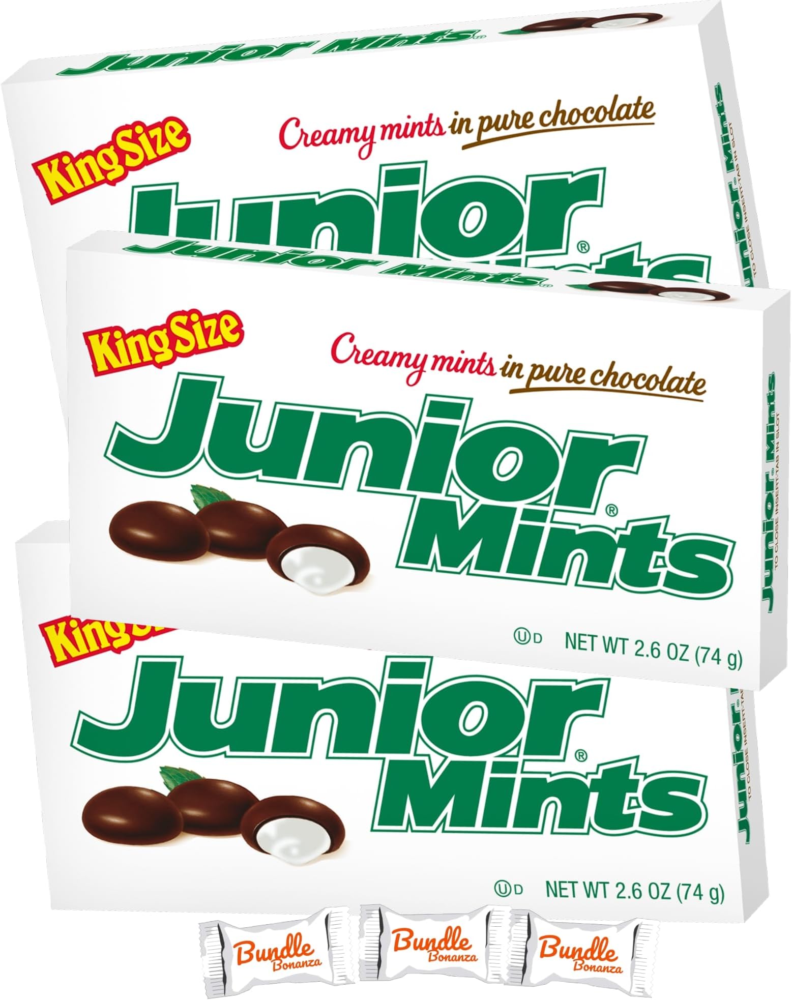 Junior MINTS, Creamy Chocolate Candy, 2.6oz Each (3 Pack) W/Bundle Bonanza Candy