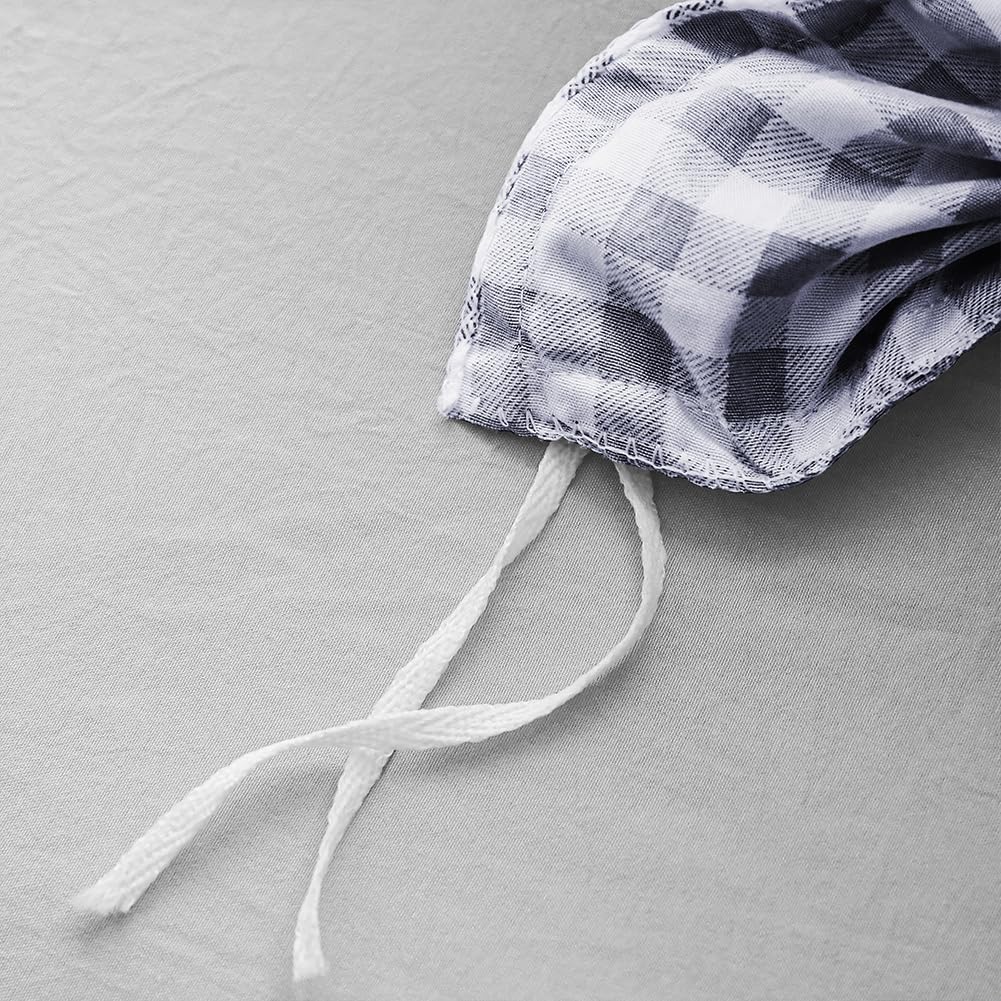 NSNLGSGC Set copripiumino matrimoniale a quadretti blu scuro, motivo geometrico quadrato semplice, in morbida microfibra lavata (2 pezzi, matrimoniale)