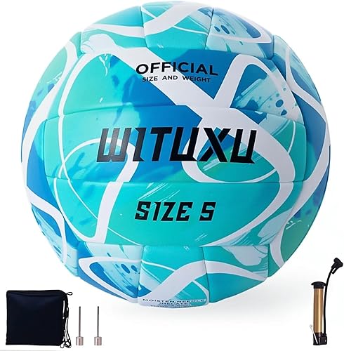 Miniatura 10 de Balón de voleibol oficial tamaño 5, suave al tacto, cubierta de piel sintética impermeable y cámara de goma reforzada, para interiores, exteriores,