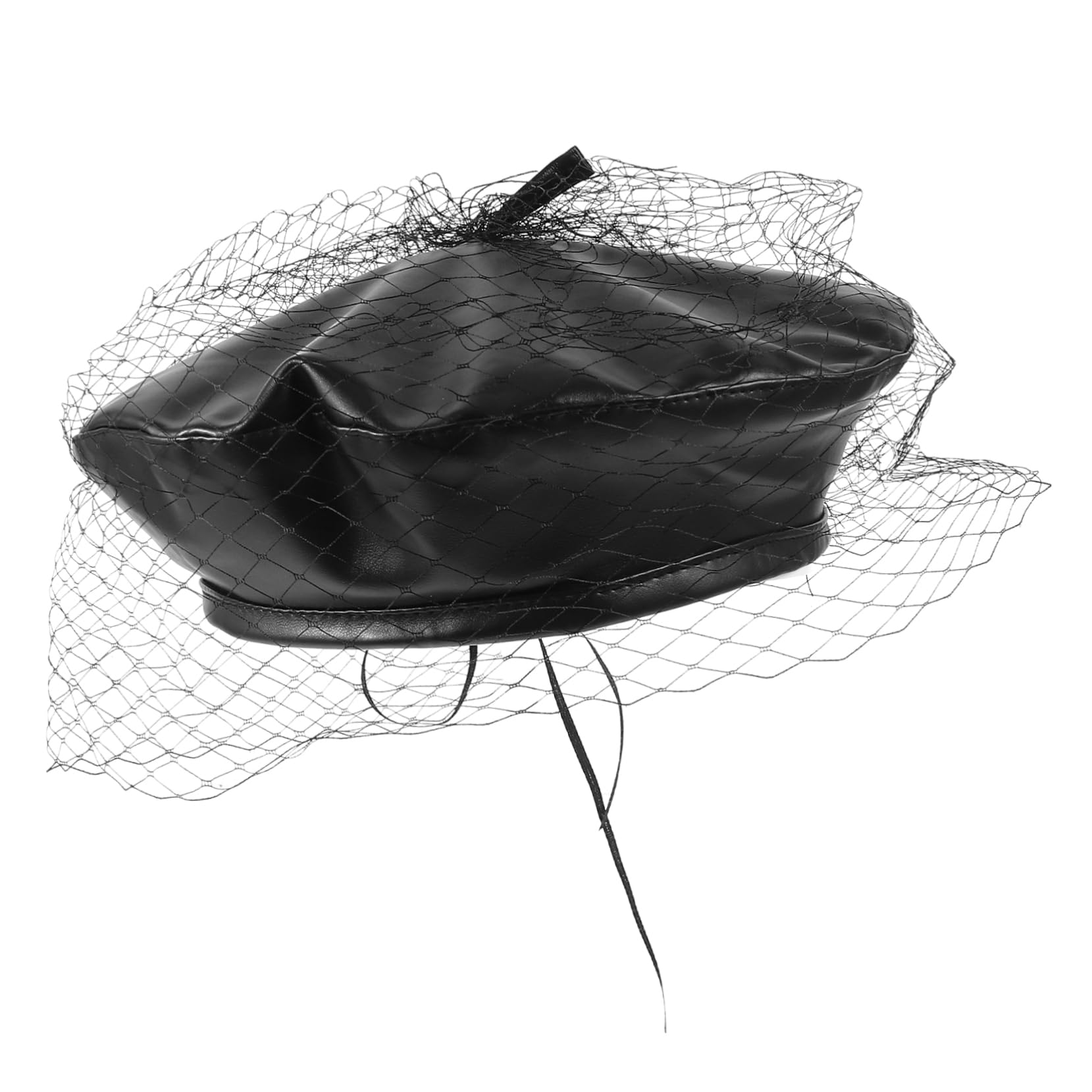 FOMIYES Vintage Beret Hat French Beret for Women Veil Fashionable Crochet Design for Artists and Fashion Lovers Black