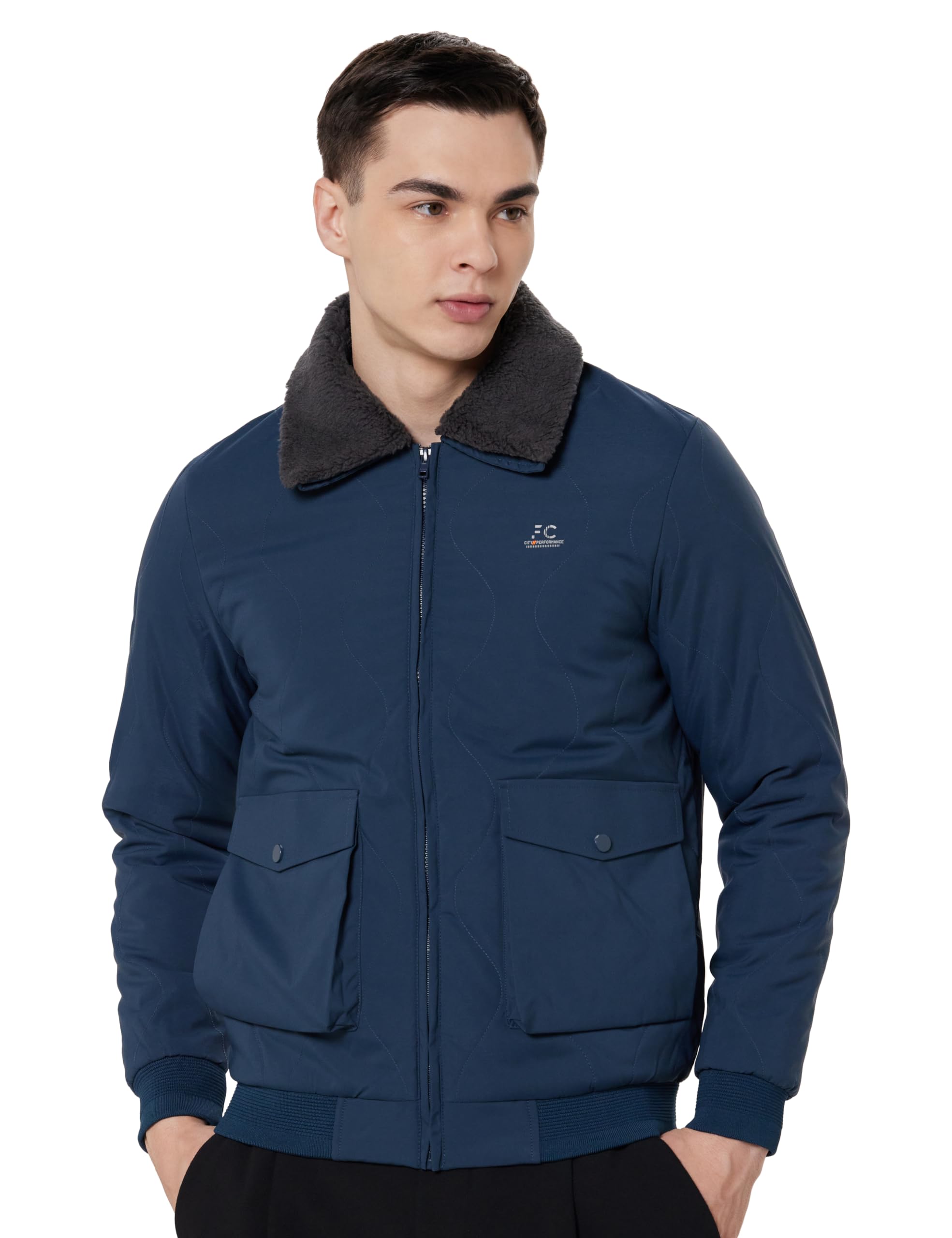 qube by fort collins Men's Regular Fit Fashionable Bomber Jacket with Fur on Collar - Warm, Stylish & Perfect for Winter-picture-35