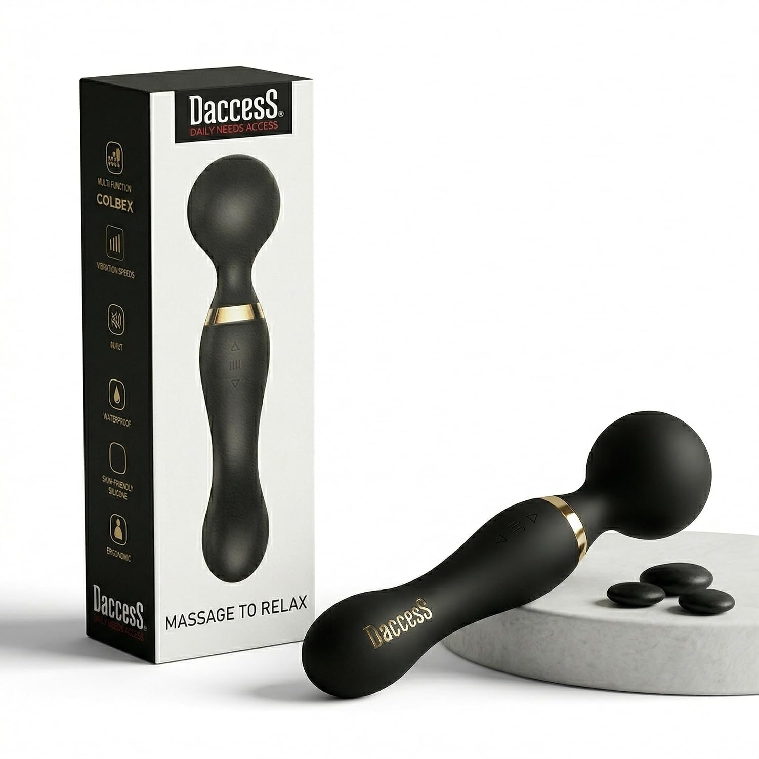 Daccess Rechargeable Handheld Body Massager | 20 Modes | 8 Speeds | 360° Rotation | IPX5 Waterproof | Portable Pain Relief...