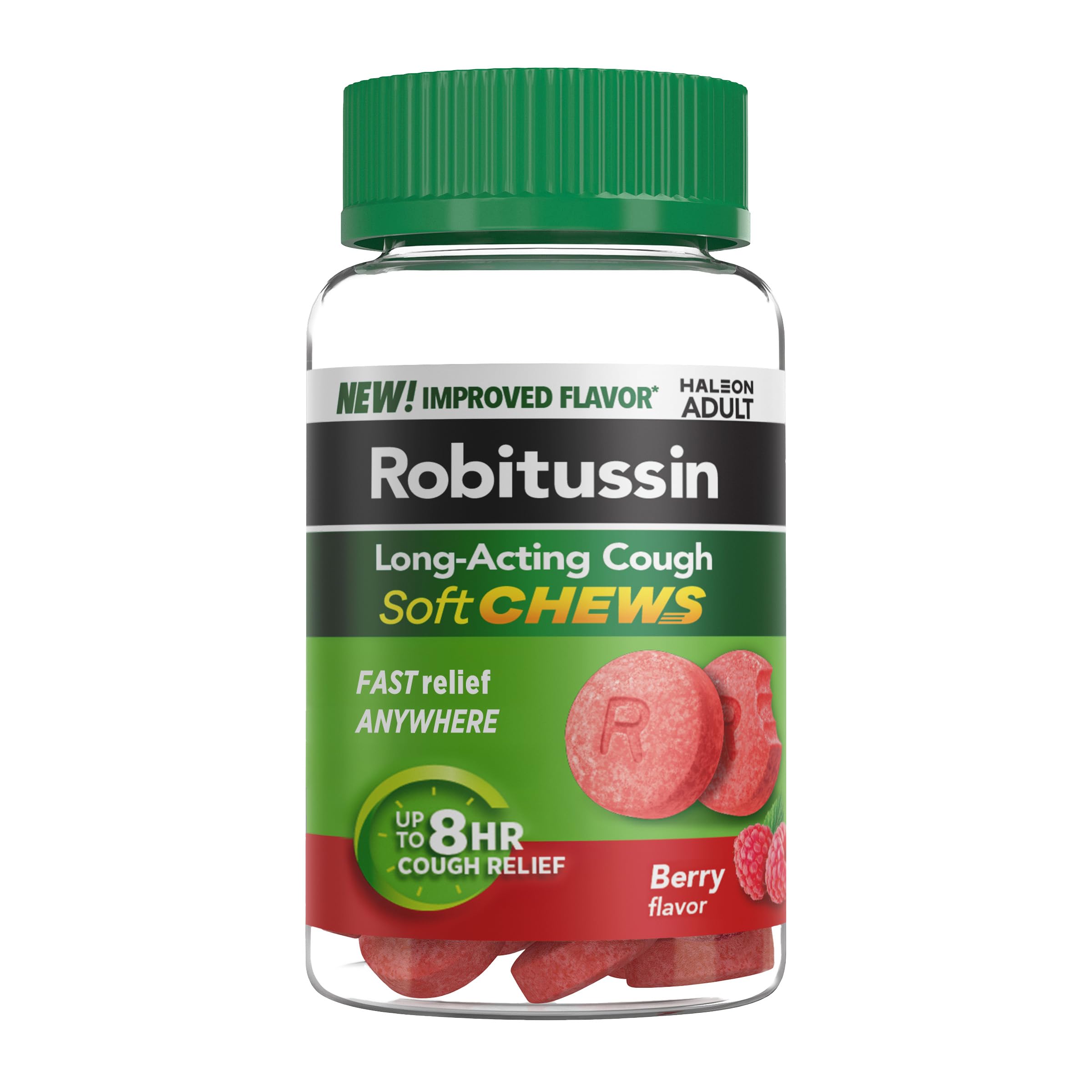 Robitussin Soft Chews, Long-Acting Cough Medicine, Berry Flavor, 20 Count