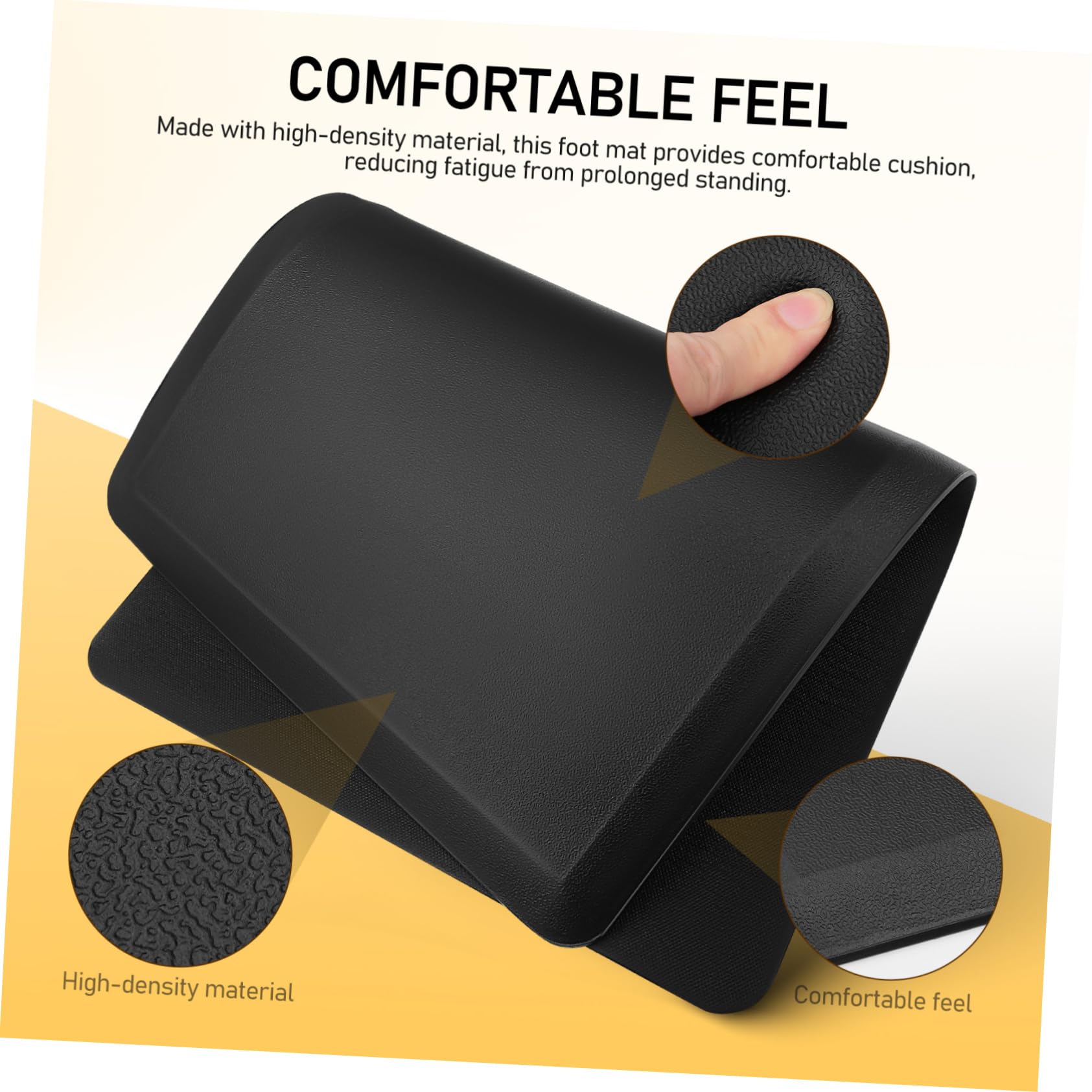 TOPBATHY Alfombrilla Antifatiga para Pies Cómoda para Estar para Cocina y Escritorio Negra Antideslizante y Acolchada