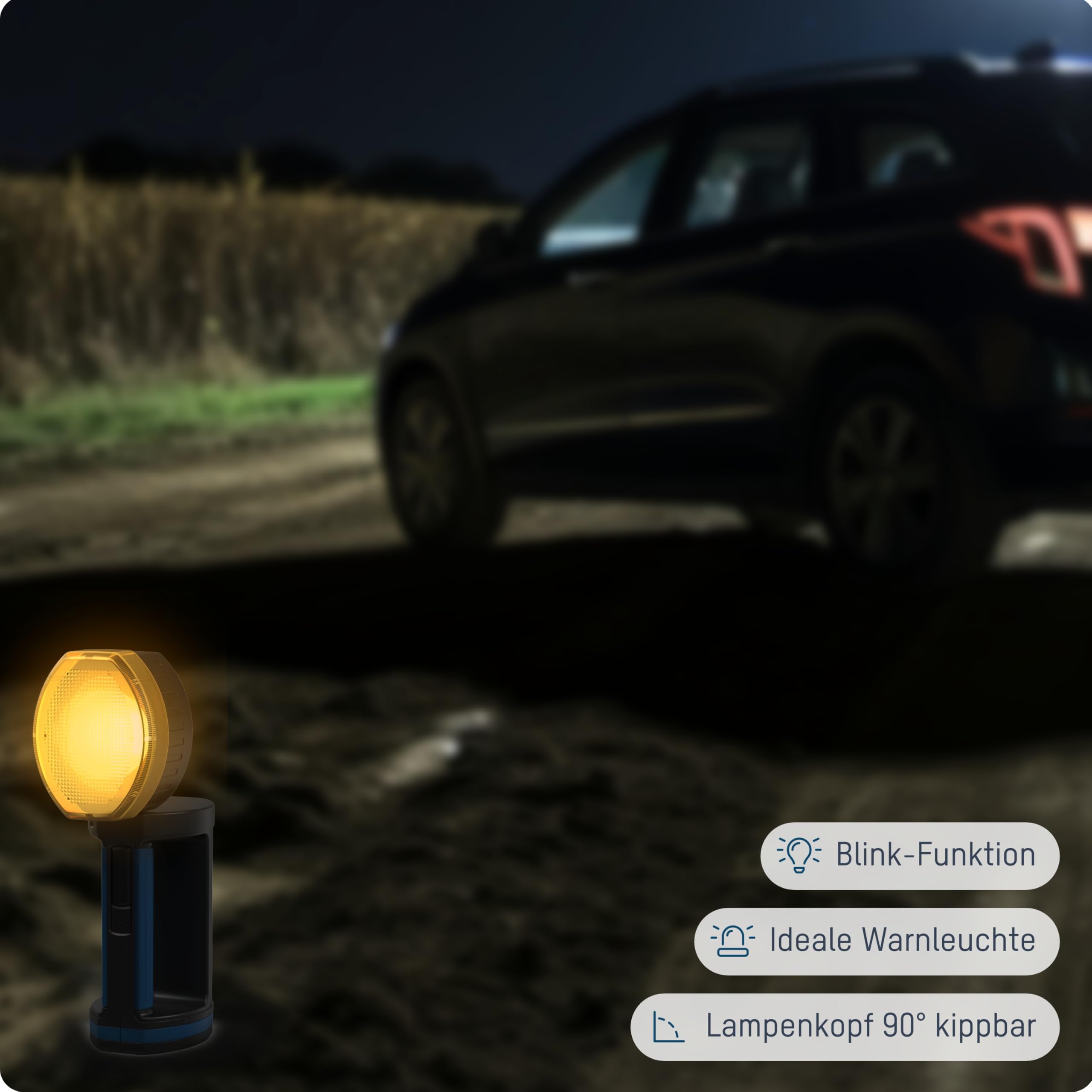ANSMANN LED Handscheinwerfer Akku mit 10400mAh, automatische Notbeleuchtung bei Stromausfall, bis zu 100 Stunden Leuchtdauer möglich, wiederaufladbar über Micro USB oder Ladeschale