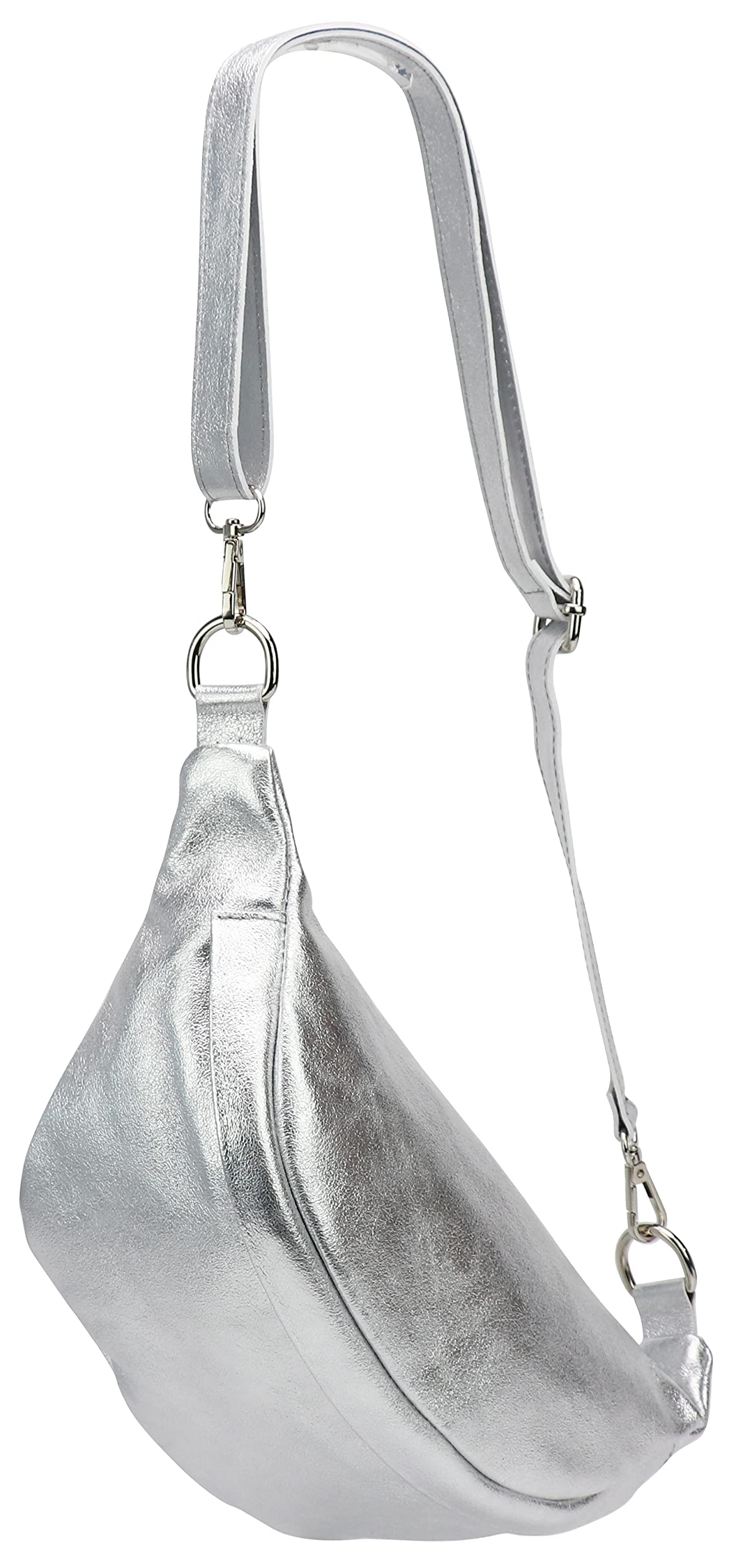 SH Leder ® echt Leder Hüfttasche Damen Herren Unisex Gürteltasche für Festival Reise Bauchtasche mittelgroße Crossbody Bag Frauen Ledertasche 32x17cm Marie G528 (Silber)