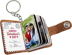 Personalized Leather Photo Album Keyring With 12 To 24 Photo's Thoughtful Gift Options For Various Occasions Birthday, Anniversary, Couple Gifts, Family Keepsakes, Brown