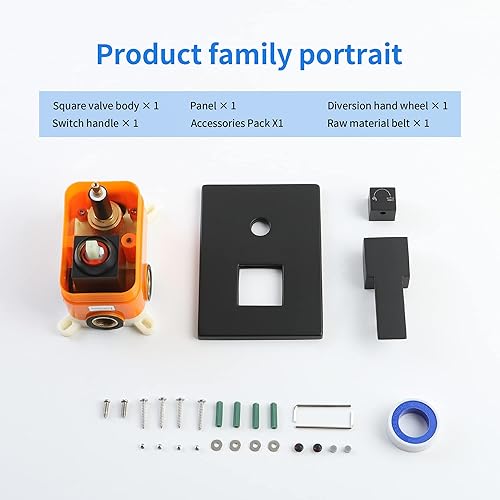 Miniatura 9 de Válvulas de ducha de montaje en pared, válvula de mango de ducha de 2 funciones, válvula de equilibrio de presión áspera, mezclador de válvula de