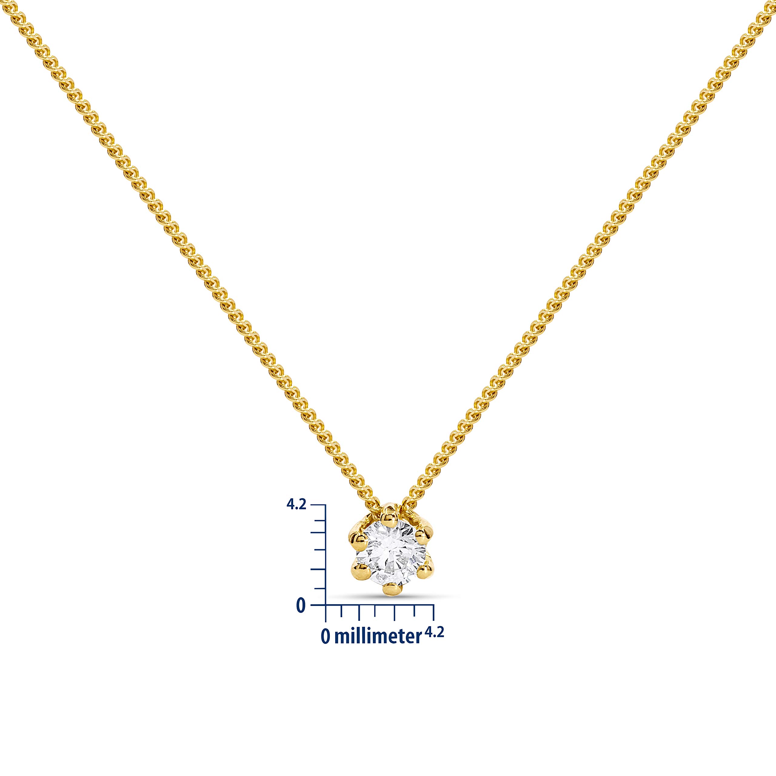 MIORE - Łańcuszek na szyję z diamentem z 14-karatowego prawdziwego złota 585 w kolorze żółtego złota z białego złota soliter diament brylant 0,10 ct oprawka w kształcie kulek - łańcuszek kotwiczny 45