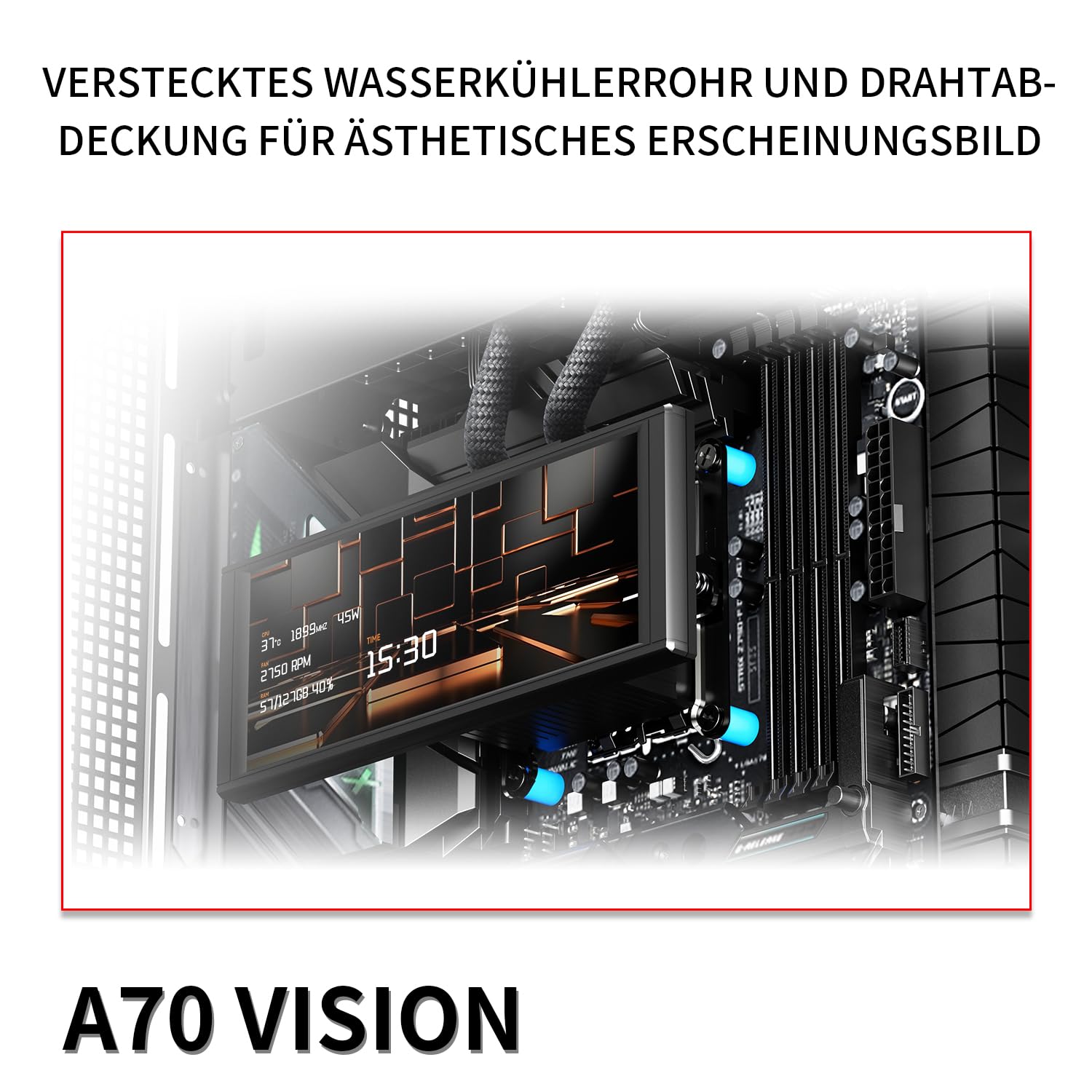 TR-Thermalright A70 Vision z 9,16-calowym wyświetlaczem LCD, rozszerzalna obudowa PC, złącze USB-C, zoptymalizowana pod kątem chłodzenia, wytrzymała ramka do gier, uniwersalne zastosowanie z liniową