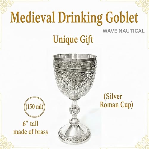 Miniatura 2 de Copa de vino con diseño Royaal de latón, decoración medieval, copa de vino grabada, copa de vino del rey Arturo, regalos hechos a mano de latón del