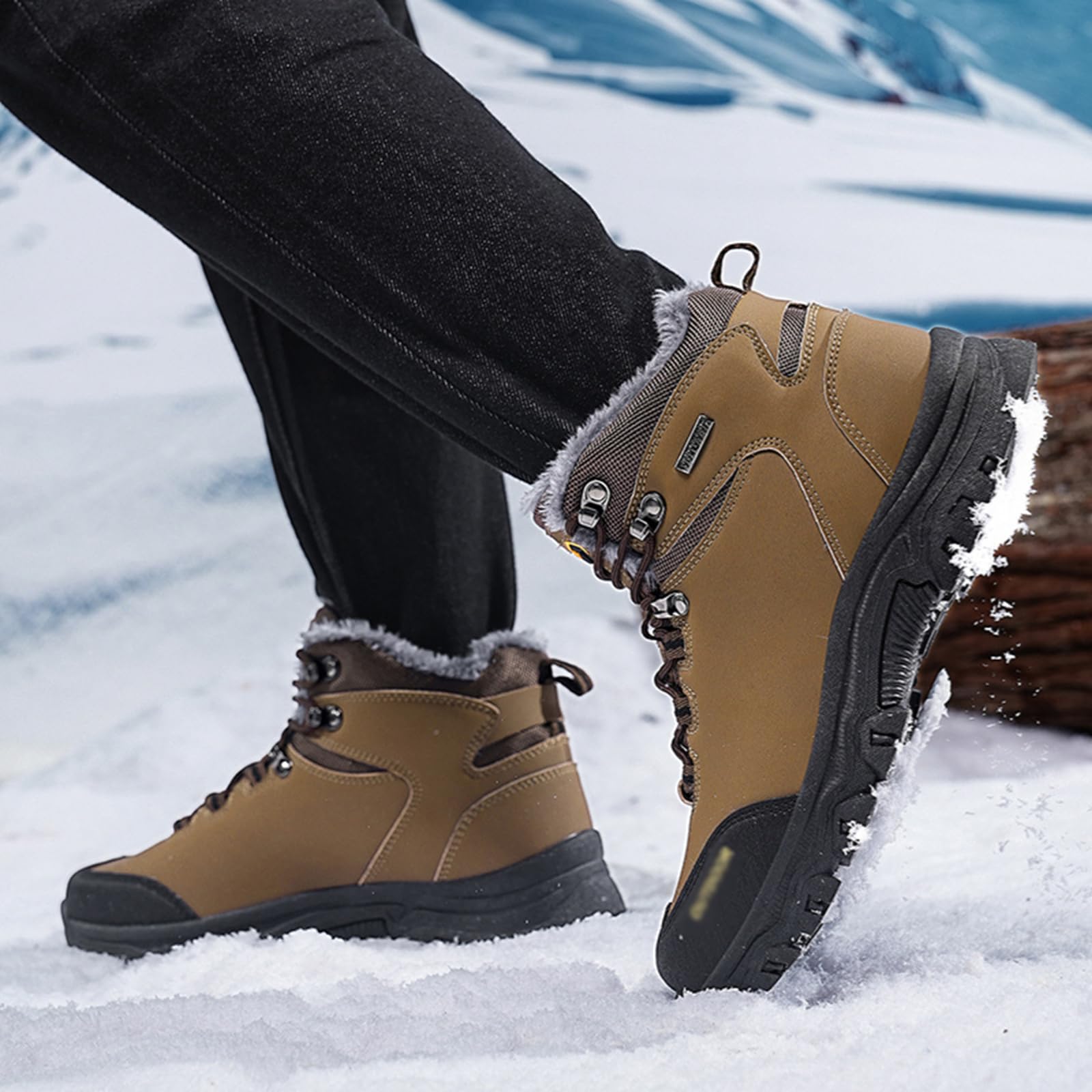 Onewus Męskie zimowe buty trekkingowe | buty trekkingowe z podszewką ze sztucznego futra | antypoślizgowa podeszwa TPR w górach i na co dzień