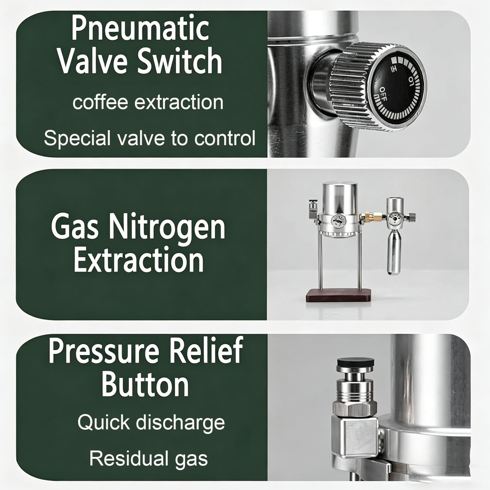 Macchina da caffè pneumatica, macchina per caffè espresso a pressione d'aria da 9 bar, concentrazione regolabile, infusione manuale con accessori per casa, viaggi, campeggio