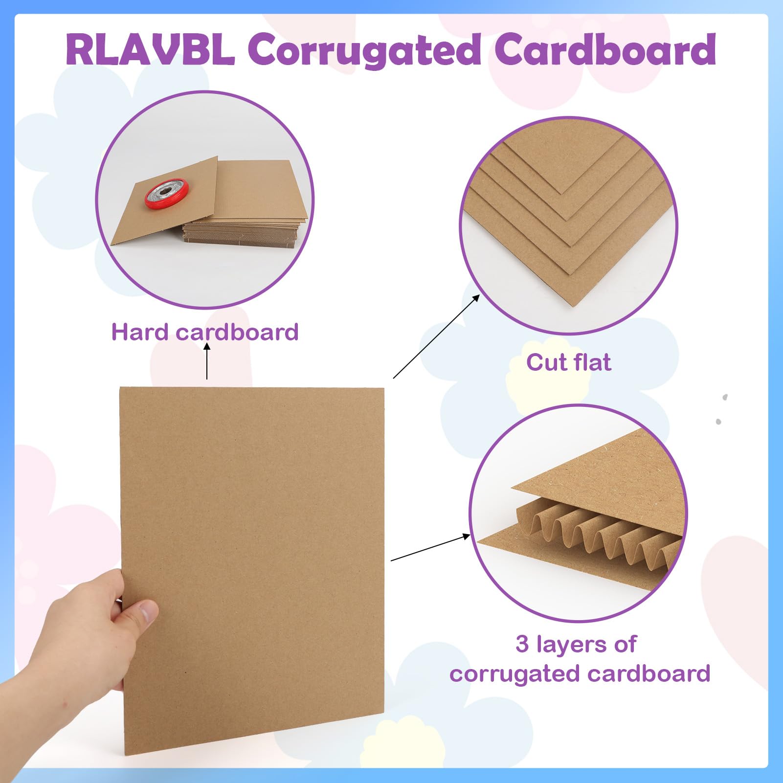 RLAVBL Confezione da 100 fogli di cartone ondulato, 20 x 25 cm, inserti piatti in cartone per spedizione, spedizione, imballaggio, artigianato fai da te