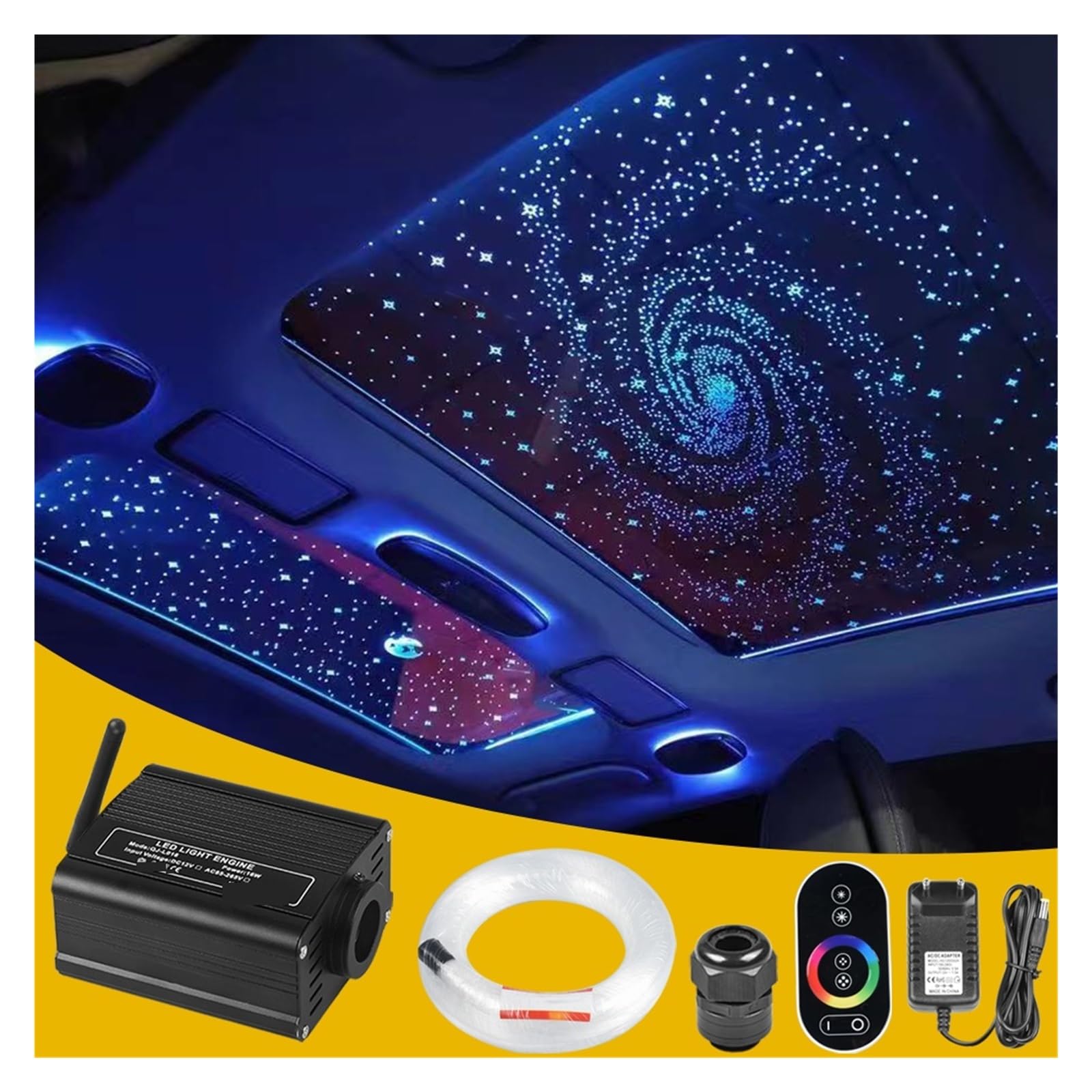 Kit de luz de techo de estrella de fibra óptica de 16W RGB LED con control remoto táctil 0.75mm 150~550pcs Cabel opcional(0.75mmx200pcsx2m)