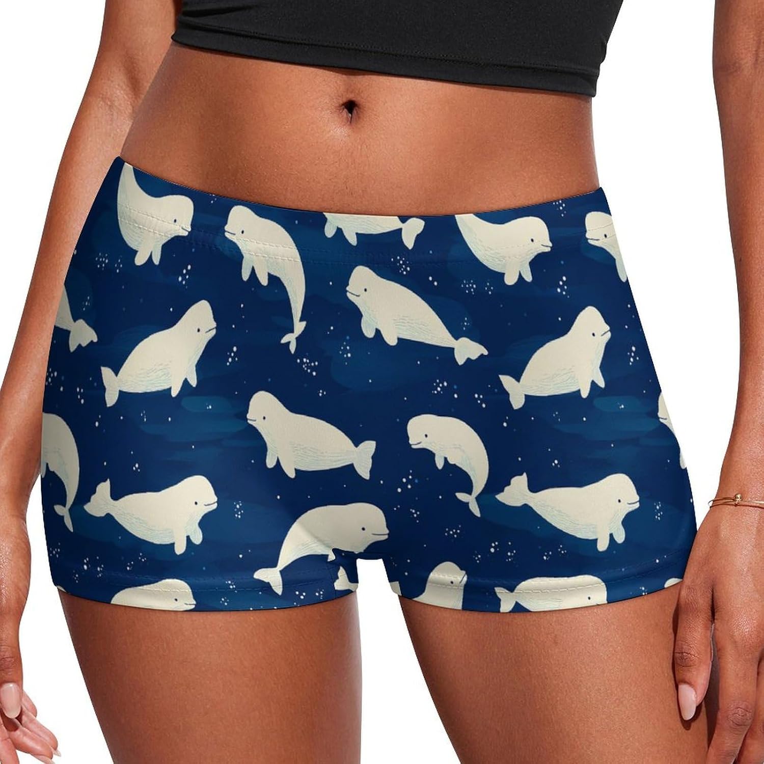 Beluga Whale Funny Women's Boxer Briefs Breathable Underpants Trunks Stretch Underwear