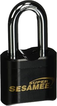 Sesamee K637 4 Dial Bottom Resettable Combination Brass Padlock with 2-Inch Shackle and 10,000 Potential Combinations