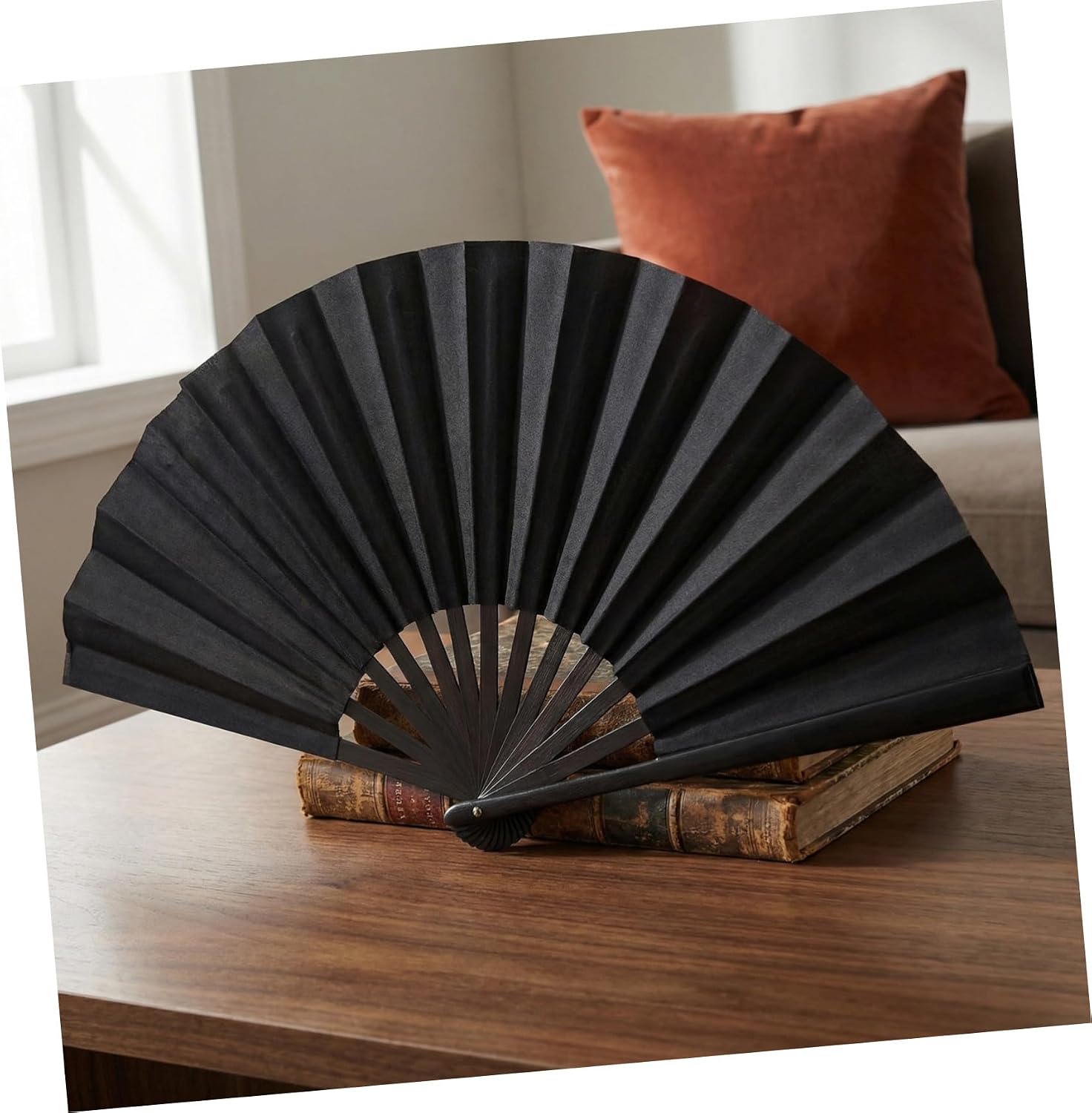 3 Sets Black Folding Hand Held Fans for Tai Chi and Kung Fu Performance – 10-inch Vintage Oxford Cloth Martial Arts Dance Fans with Storage Pouch for Line Dancing and Chinese