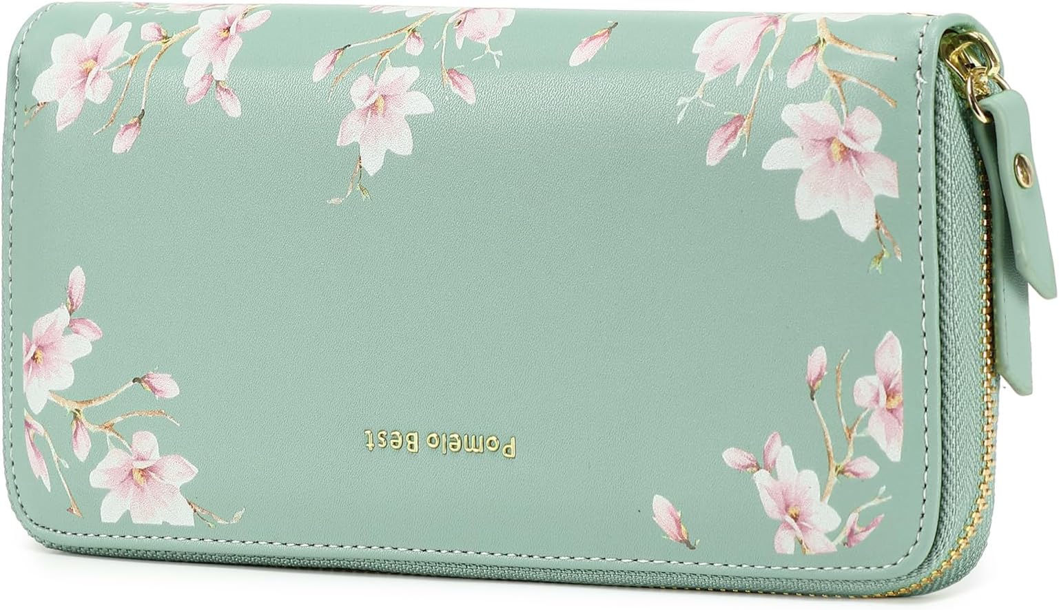 Pomelo BestWomens Purse Large Embossed Flower Zip Wallet with Wrist Strap and RFID Blocker