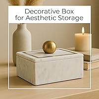 Vista 3 de Keepsake Box with Lid – Marble Stone with Gold Accents, Elegant Storage for Jewelry, Accessories or Tabletop Styling – Modern Home Decor Accent Box