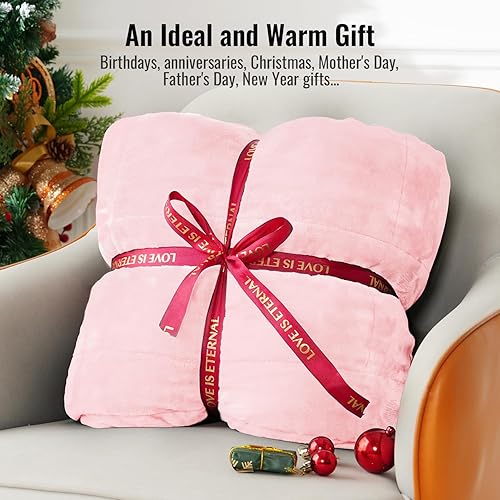 Miniatura 5 de Uttermara - Manta con peso de vellón sherpa de 15 libras para adultos, vellón ultrasuave y sherpa unicolor, manta de felpa acogedora de doble cara