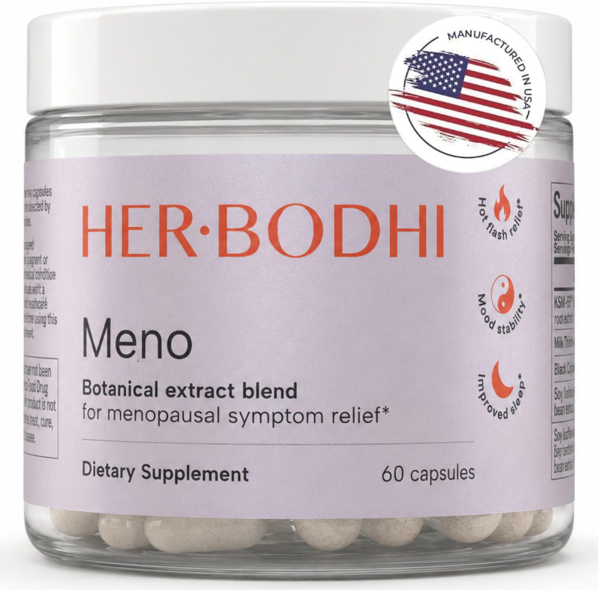 Her Bodhi Meno Menopause Supplement for Women, Hormone-Free, 60 Capsules