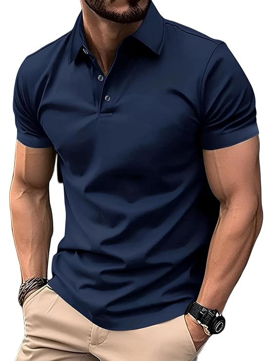 BARKEYO Polo T Shirt for Men Regular fit Matte Strechable Half Sleeve Breathable