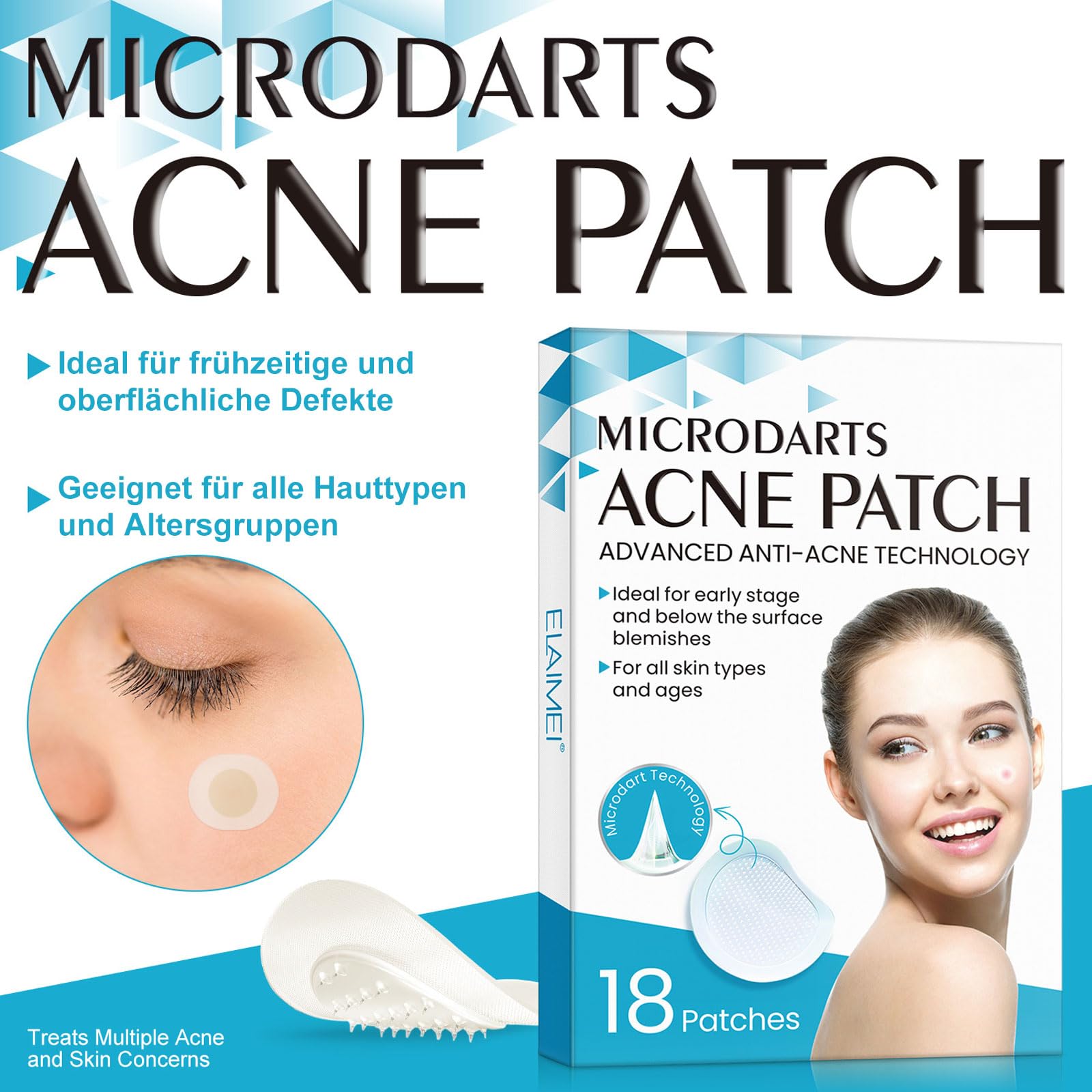 Shefave Pimple Parches Micro Needle, parche hidrocoloide, parches para microagujas para eliminar el acné rápidamente, invisibles y resistentes al agua, parches antiespinillas, día y noche