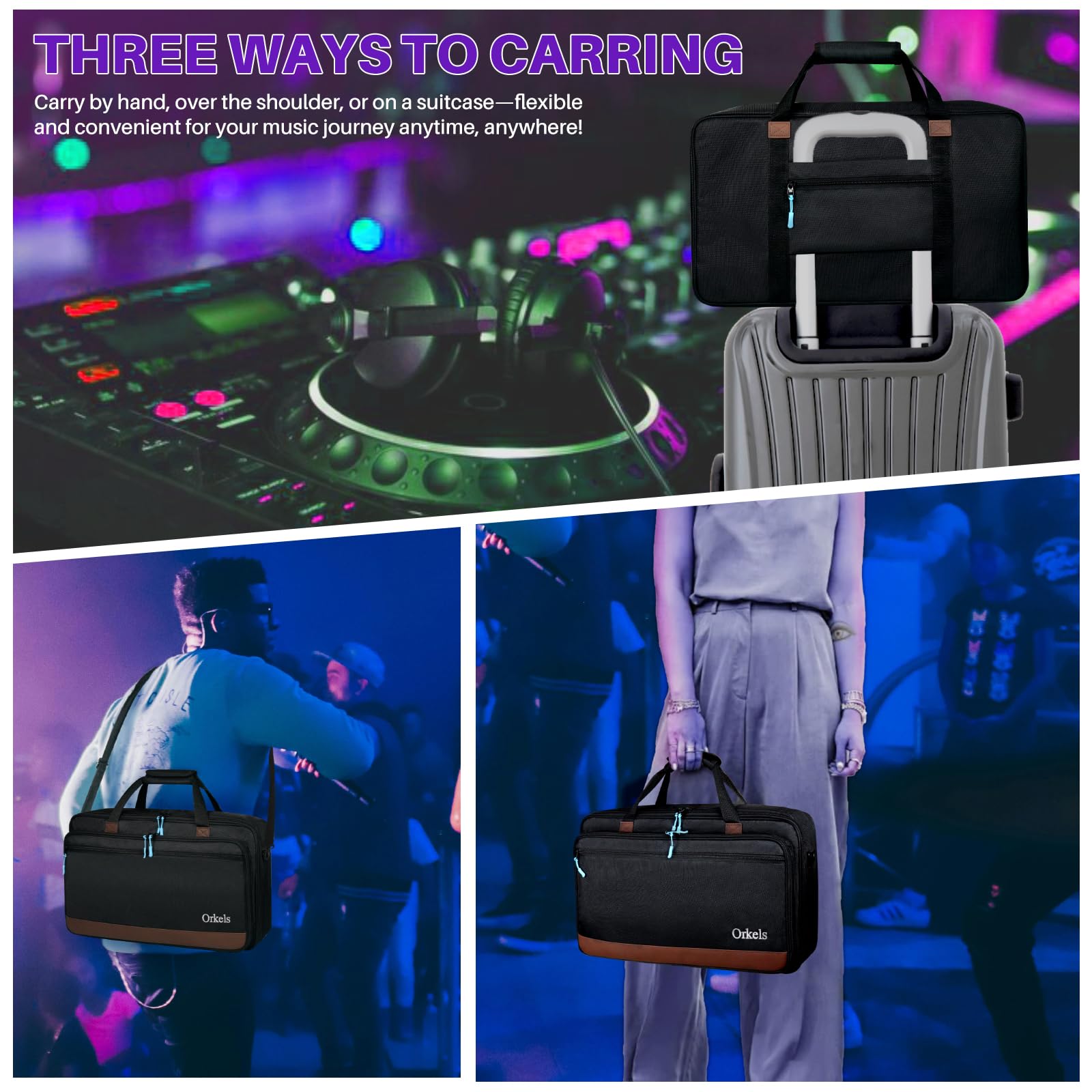 SUNDOY Custodia per controller DJ Pioneer/Demo/Numark/Hercules, Nero , M-60x12x39-CM, Borsa per il trasporto del controller DJ