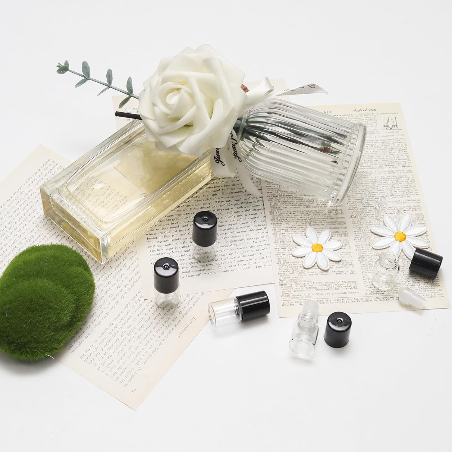 25 Pcs Glass Mini Roll on Bottles with Black Cap, Empty Essential Oil Roller Ball Bottles Sample Vials, Refillable Cosmetic Bottle for Travel/Aromatherapy/DIY Enthusiasts