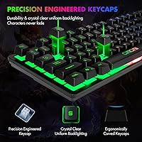Vista 3 de CHONCHOW - Teclado compacto para juegos con cable USB de 87 teclas, teclado LED de arco iris, retroiluminado sin teclas, teclado TKL, teclado RGB