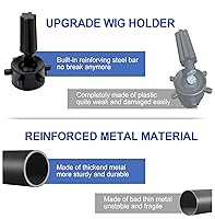 Vista 25 de Klvied Soporte reforzado para peluca, trípode y cabeza de maniquí, soporte ajustable para entrenamiento de peluquería cosmetología con T con gorras