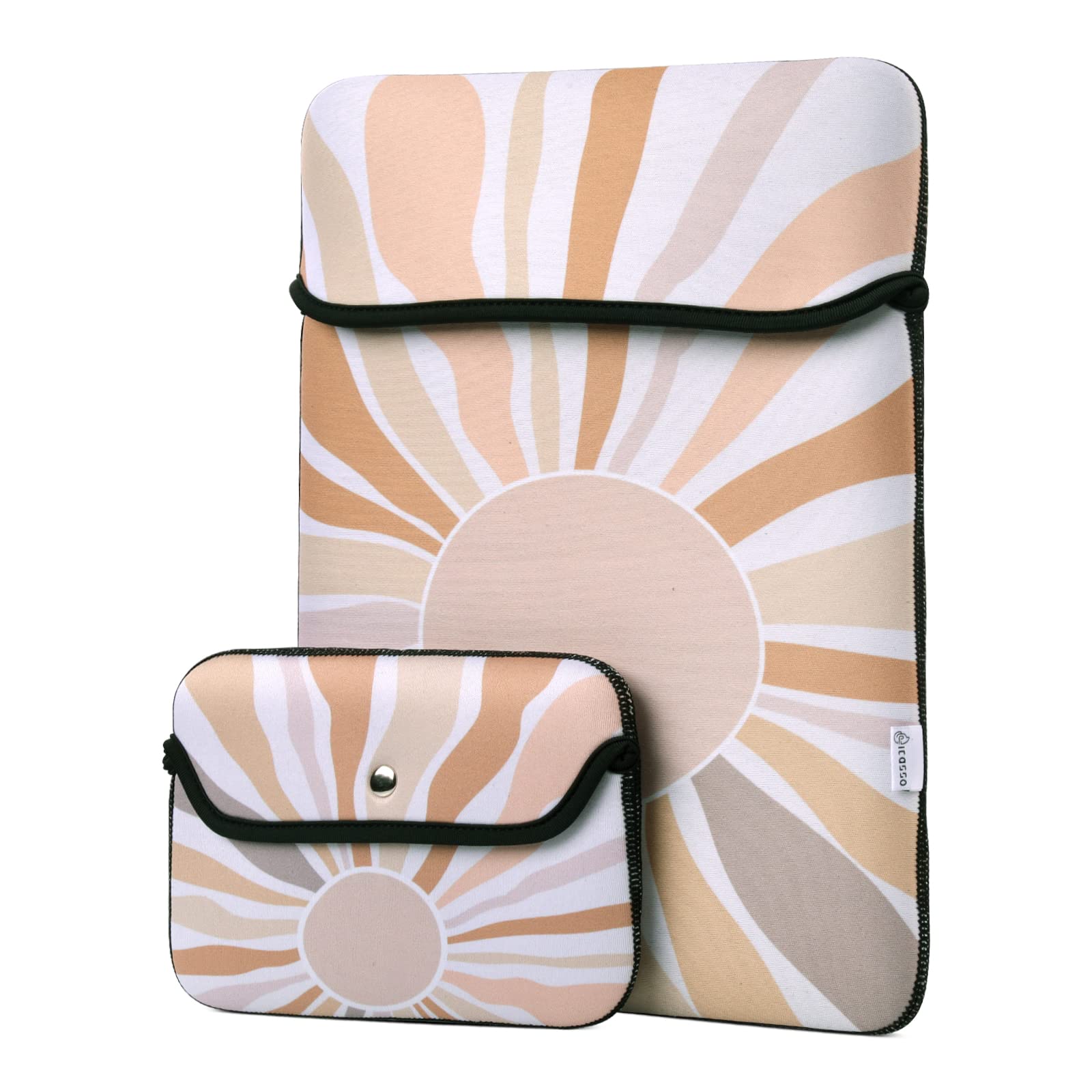 iCasso Laptop Sleeve Compatible with MacBook Air/Pro 13 inch Stylish Pattern Canvas Stitching Cover Case Bag with Accessory Pocket,Shock Resistant Waterproof-Sunshine