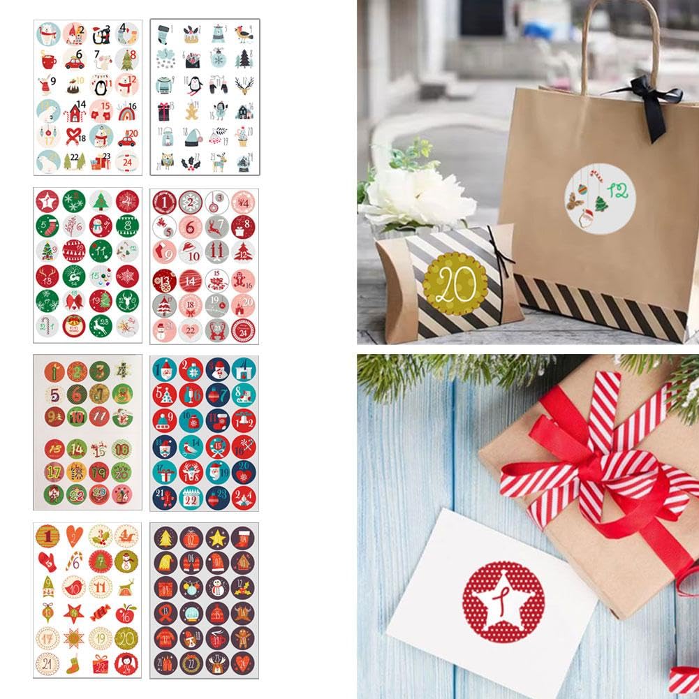 Autocollants Numéros 1 à 24 Pour Calendrier De L'Avent - Papier Couché - Pour Cartes, Bouteilles, Fenêtres