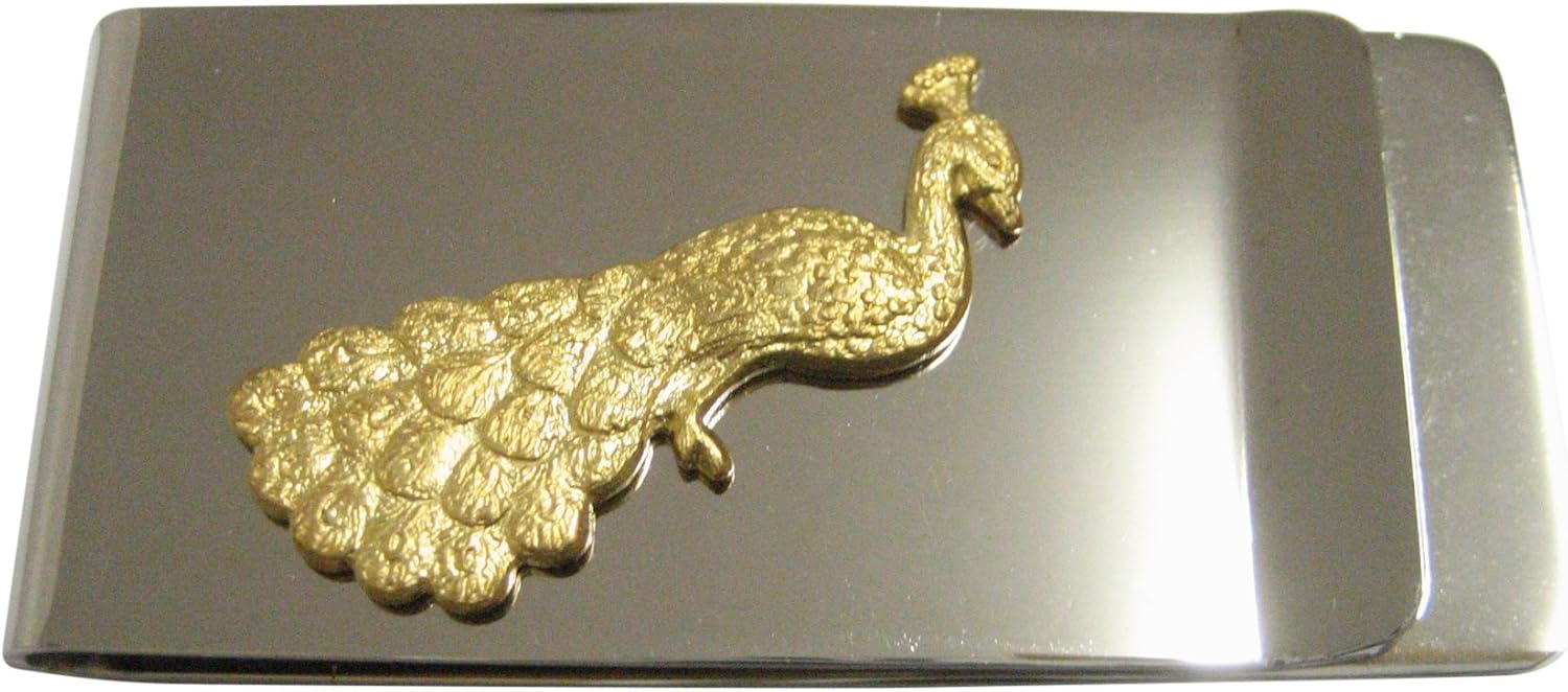 Kiola Designs Gold Toned Peacock Bird Pendant Money Clip
