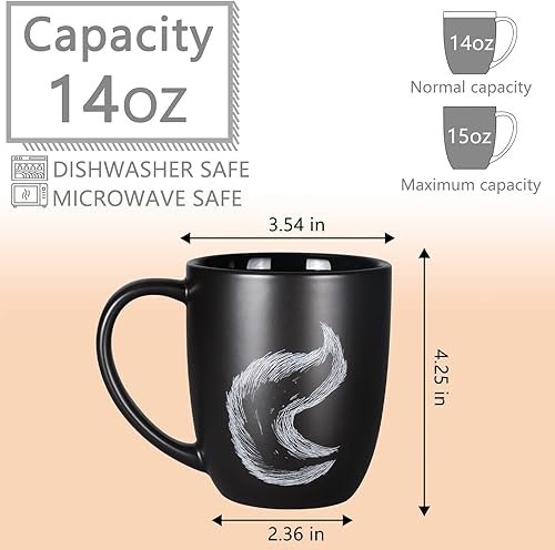 Miniatura 2 de Taza de café de cerámica con diseño de zorro de 14 onzas, taza de té para amantes de los zorros, personalizada, Navidad, inauguración de la casa,