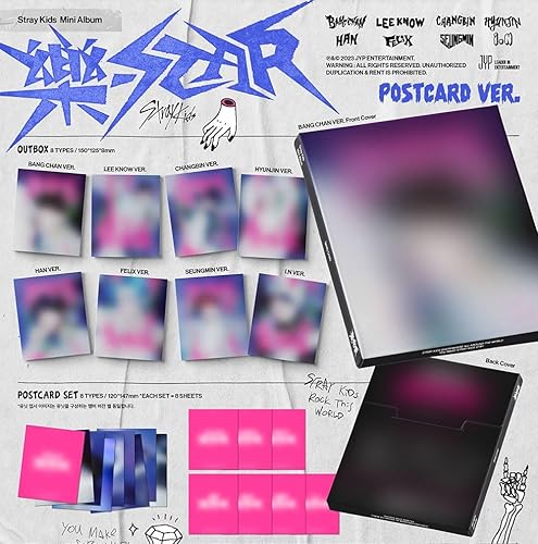 Stray Kids 8 Mini álbum -ROCK STAR (POSTAL ver.) CHANGBIN + Juego de tarjetas de fotos STRAYKIDS