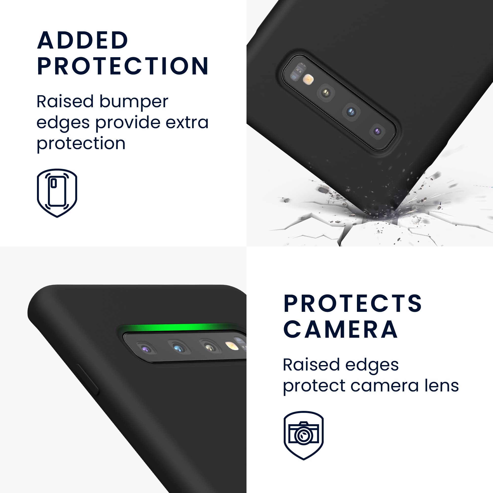 kwmobile Case for Samsung Galaxy S10 Plus / S10+ Case - Soft Cover - Shockproof Silicone - Wireless Charging Black Matte — view 3